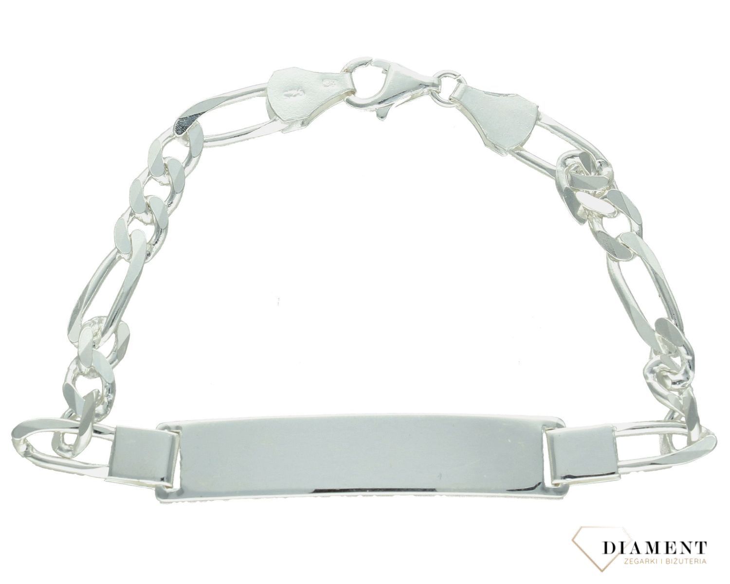 Bransoleta srebrna 925 figaro 5 mm z blaszką DIA-BRA-11515-925 5mm. Srebrna bransoletka męska. Srebrna bransoletka z blaszką. Bransoletka srebrna gruba. Bransoletka srebrna na prezent dla mężczyzny..jpg